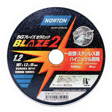 画像をギャラリービューアに読み込む, NORTON 切断砥石 ブレイズ2 107mmX1.2mm(10枚入) 2TWC107SGB212-10P NORTON