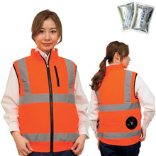 Load image into gallery viewer, Okacho High visibility air-conditioned safety vest with cooling pack and battery, fluorescent orange, 3L, 30224N-3L-0910 okacho