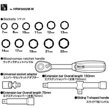 Tải hình ảnh vào trình xem thư viện, Bộ cờ lê đầu cắm VESSEL Woody HRW3002M-W Drive 3/8"