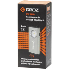 画像をギャラリービューアに読み込む, GROZ 充電式LEDポケットフラッシュライト 5W SMD 500Lm