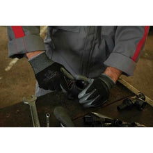 画像をギャラリービューアに読み込む, ショーワ ニトリルゴム背抜き手袋 組立グリップ3双パック ブラック Mサイズ