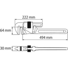 画像をギャラリービューアに読み込む, エビ 強力型パイプレンチ 600mm