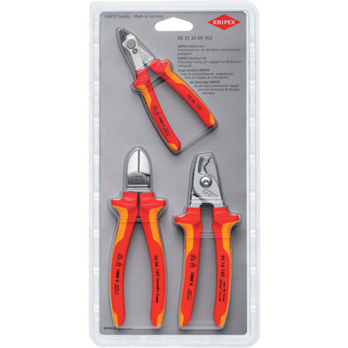 KNIPEX Set of 3 insulating tools (2 types of nippers, cable cutter) 003130BKV02 KNIPEX