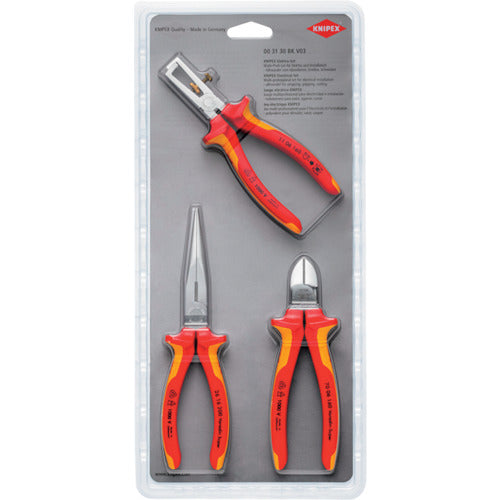KNIPEX 3-piece set of insulating tools (wire stripper, nippers, pliers) 003130BKV03 KNIPEX