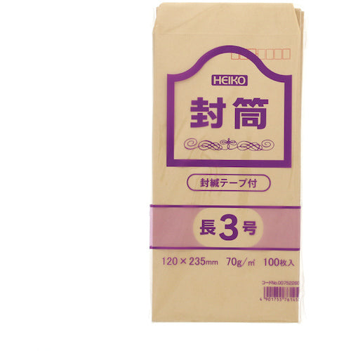 HEIKO ซองจดหมายงานฝีมือสํานักงาน ยาว 3 70 กรัม พร้อมเทป กรอบรหัสไปรษณีย์ 100 แผ่น 7522601 HEIKO