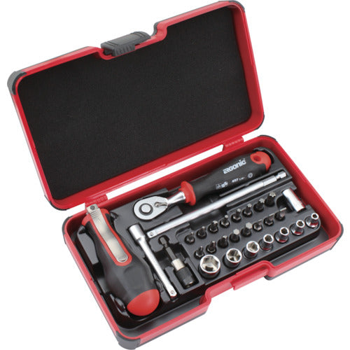 FELO 1/4 Socket Wrench Set with T-type compatible driver handle, 29 pieces, 6081506 FELO