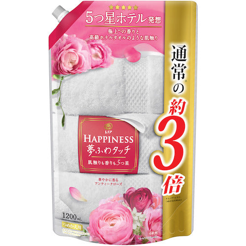 P&G [Sold out and discontinued] Lenor Happiness Dreamy and fluffy touch, gorgeously scented antique rose, refill, extra large size, 1200ml, 390482 P and G