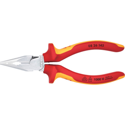 KNIPEX 1000V Insulated Needle Nose Pliers 145mm 0826145SB KNIPEX