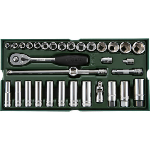 SATA 3/8" DR Socket Wrench Set (Hexagonal Type) with Tray 9902 SATA