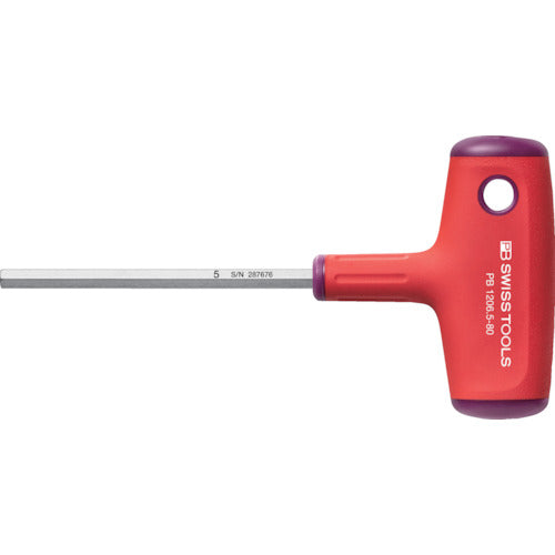 ไขควงหกเหลี่ยมด้ามจับไขควง PB SWISS TOOLS ขนาด 5 ความยาวโดยรวม 80 1206-5-80 PB เครื่องมือสวิส