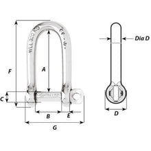 Load image into gallery viewer, Wichard Self-Locking Long D Shackle 8mm 1214 Wichard
