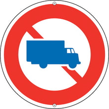 画像をギャラリービューアに読み込む, 緑十字　道路標識・構内用　大型貨物自動車等通行止　道路３０５　６００ｍｍΦ　スチール　  133120  GREEN CROSS
