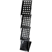 画像をギャラリービューアに読み込む, セーフラン　折りたたみカタログスタンド４段　高さ約１３０ｃｍ　黒　  13886  SAFERUN
