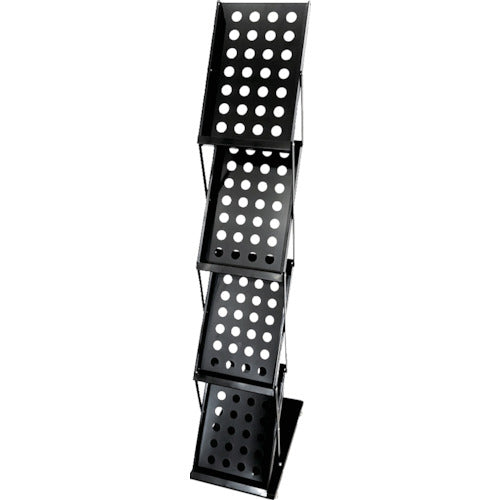 セーフラン　折りたたみカタログスタンド４段　高さ約１３０ｃｍ　黒　  13886  SAFERUN