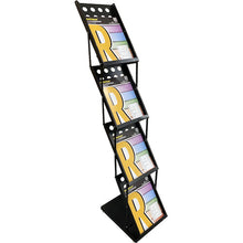 画像をギャラリービューアに読み込む, セーフラン　折りたたみカタログスタンド４段　高さ約１３０ｃｍ　黒　  13886  SAFERUN
