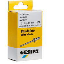 Tải hình ảnh vào trình xem thư viện, Gesipa Refill Rivets PolyGrip [[R Top]] Nhôm/Thép 50 miếng Φ4,8mm x 10 mm 1433850 GESIPA
