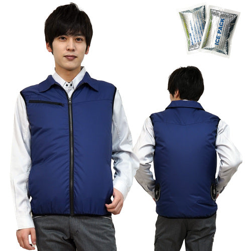 Okacho 20201 มีถุงน้ำแข็งเย็น เสื้อปรับอากาศ+แบตเตอรี่ 20201 น้ำเงิน L 20201N-L-0910 okacho
