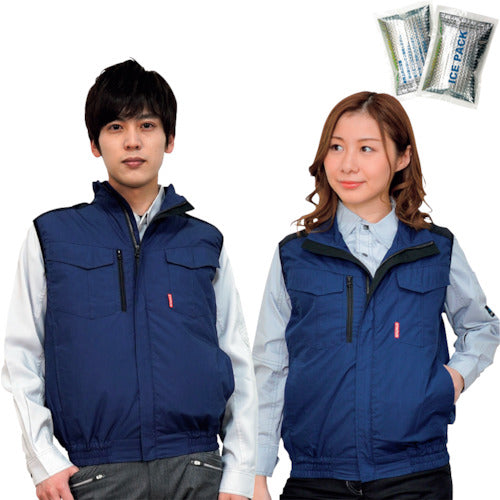 Okacho รวมถุงน้ำแข็ง Cool Feeling เสื้อปรับอากาศ + ถ่าน (ใส่สายรัดได้) สีกรม x ดำ L 20221N-L-0910 okacho