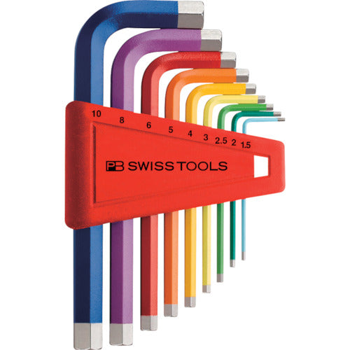 PB SWISS TOOLS ประแจหกเหลี่ยม ชุด 9 สายรุ้ง (ลูกแพร์บรรจุ) 210H-10RB PB SWISS TOOLS