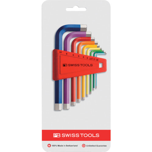 PB SWISS TOOLS ชุดประแจหกเหลี่ยม 9 อัน สายรุ้ง (แพ็คตุ่ม) 210H-RBCN PB SWISS TOOLS