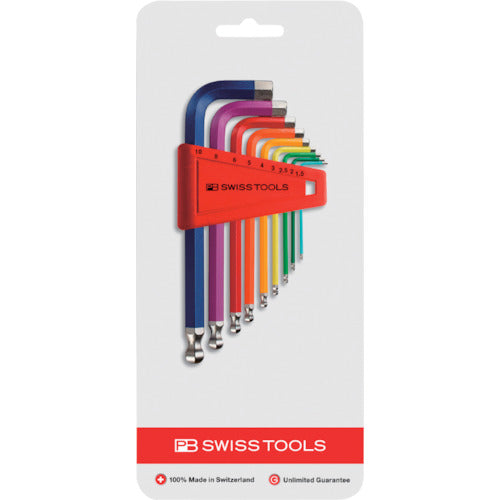 PB SWISS TOOLS ชุดประแจหกเหลี่ยมพร้อมลูกบอล 9 แพ็ค Rainbow (พร้อมแพ็คตุ่ม) 212H-10RBCN PB SWISS TOOLS