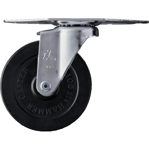 ハンマー　プレート式コーナーキャスター　旋回式ゴム車輪　１００ｍｍ　  220E-R100  HAMMER CASTER