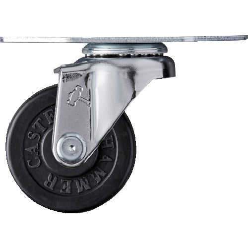 ハンマー　プレート式コーナーキャスター　旋回式ゴム車輪　５０ｍｍ　  220E-R50  HAMMER CASTER