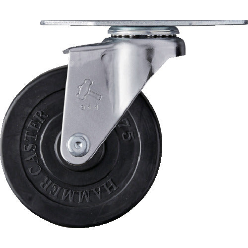 ハンマー　プレート式コーナーキャスター　旋回式ゴム車輪　７５ｍｍ　  220E-R75  HAMMER CASTER