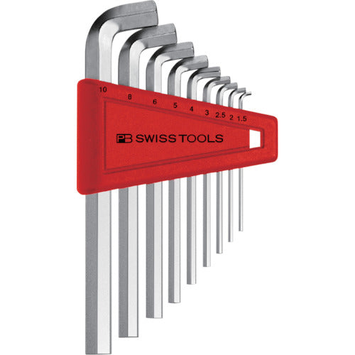 PB SWISS TOOLS ชุดประแจหกเหลี่ยมหัวสั้น (ลูกแพร์บรรจุ) 2210H-10 PB เครื่องมือสวิส