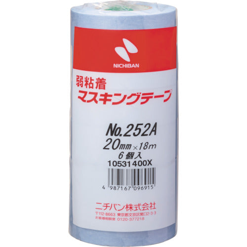 NICHIBAN Weak adhesive masking tape 252AH 20mmX18m 6 rolls/PK 252AH-20 NICHIBAN