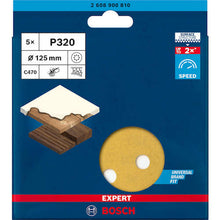 画像をギャラリービューアに読み込む, ボッシュ　ランダムアクションサンダーペーパー　Ｃ４７０　１２５ｍｍ　＃３２０　５枚入り　  2608900810  BOSCH
