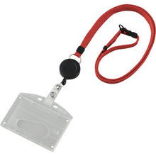 画像をギャラリービューアに読み込む, 緑十字　吊り下げ名札（リール式ストラップ）　クリア／赤　ハードケース　２枚収納式　吊名札３４６Ｒ　  300041  GREEN CROSS
