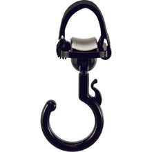 画像をギャラリービューアに読み込む, 緑十字　パイプ用樹脂製フック（フック回転タイプ）　黒　ＫＦ−１ＢＫ　耐荷重３ｋｇ　面ファスナー脱着式　ミニフック付き　  309052  GREEN CROSS
