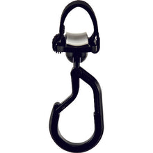 画像をギャラリービューアに読み込む, 緑十字　パイプ用樹脂製フック（カラビナ＋フック両用タイプ）　黒　ＫＦ−３ＢＫ　耐荷重３ｋｇ　面ファスナー脱着式　  309056  GREEN CROSS
