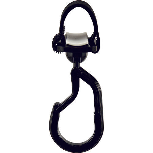 緑十字　パイプ用樹脂製フック（カラビナ＋フック両用タイプ）　黒　ＫＦ−３ＢＫ　耐荷重３ｋｇ　面ファスナー脱着式　  309056  GREEN CROSS