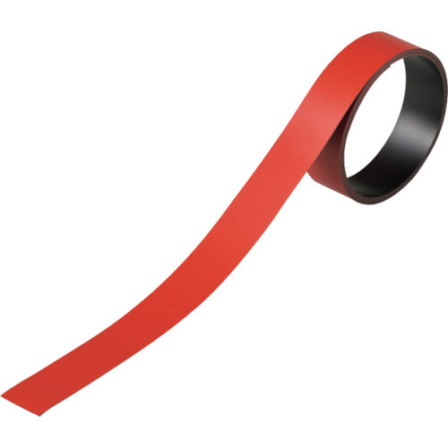 緑十字　テープ状カラーマグネット　赤　マグネ２０Ｒ　２０ｍｍ幅×１ｍ×０．８ｍｍ　片面磁力　  312034  GREEN CROSS