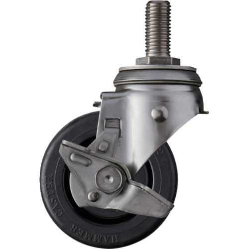 ハンマー　ＳＵＳ　サイドＳＰ付　ねじ込み　ゴム車１００ｍｍ　  313SA-RU100  HAMMER CASTER