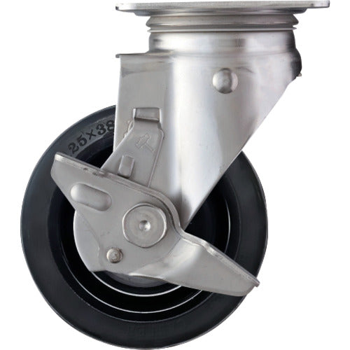 ハンマー　ＳＵＳ　サイドＳＰ付　ゴム車１２５ｍｍ　  313S-RU125  HAMMER CASTER