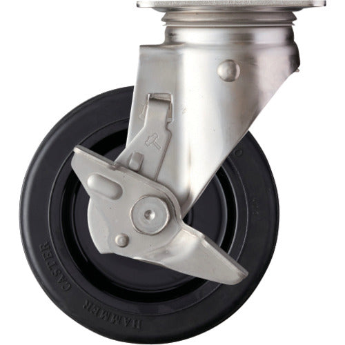 ハンマー　ＳＵＳ　サイドＳＰ付　ゴム車１５０ｍｍ　  313S-RU150  HAMMER CASTER