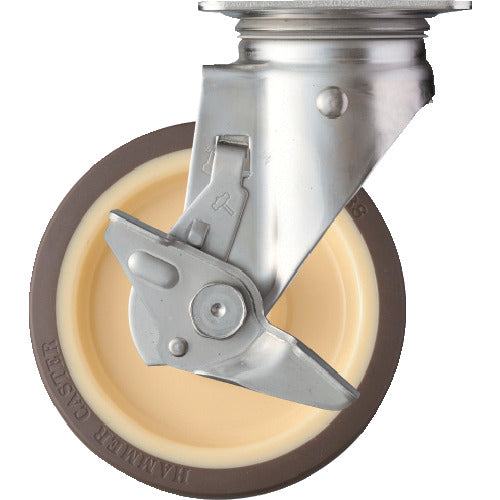 ハンマー　Ｓシリーズオールステンレス　旋回式ウレタン車輪（ローラーベアリング）１５０ｍｍ　ストッパー付　　  313S-UB150  HAMMER CASTER