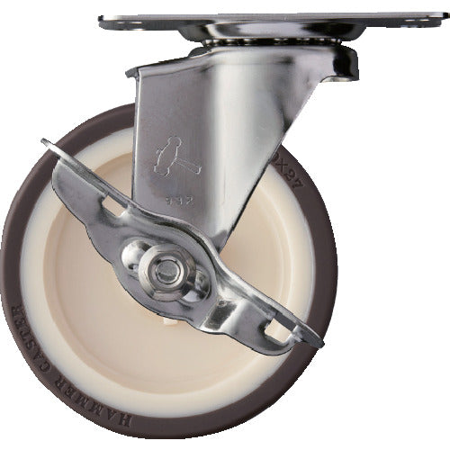 ハンマー　Ｅシリーズオールステンレス　旋回式ウレタン車輪（ナイロンホイール）１００ｍｍ　ストッパー付　  315E-UR100  HAMMER CASTER