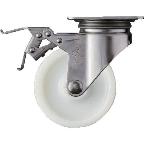 ハンマー　Ｓシリーズオールステンレス　旋回式ナイロン車輪（ローラーベアリング）１００ｍｍ　ストッパー付　  315S-NRB100  HAMMER CASTER