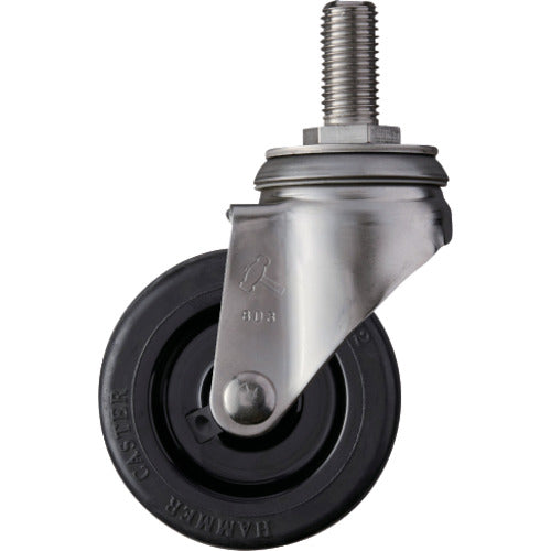 ハンマー　ＳＡシリーズオールステンレス　旋回式ゴム車輪（ナイロンホイール）１００ｍｍ　  320SA-RU100  HAMMER CASTER