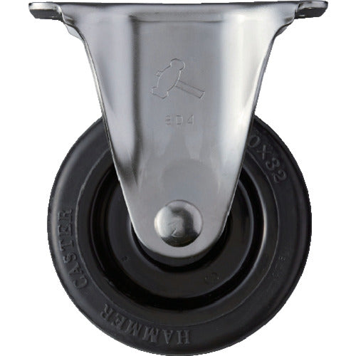ハンマー　Ｓシリーズオールステンレス　固定式ゴム車輪（ローラーベアリング）１００ｍｍ　  320SR-RBU100  HAMMER CASTER