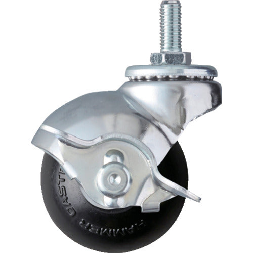 ハンマー　ねじ込み式Ｗ３／８　旋回式ゴム車輪　５０ｍｍ　ストッパー付　  40515A-20R50  HAMMER CASTER