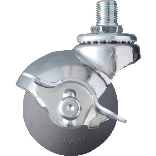 ハンマー　ねじ込み式Ｍ１２　旋回式ウレタン車輪　５０ｍｍ　ストッパー付　  40515A-3UR50  HAMMER CASTER