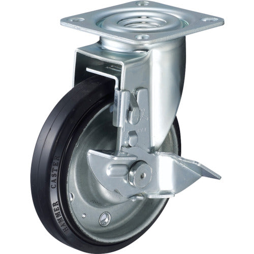 ハンマー　軽量キャスター　旋回式ゴム車輪（ボールベアリング）１５０ｍｍ　ストッパー付　  4132S-1RB150  HAMMER CASTER