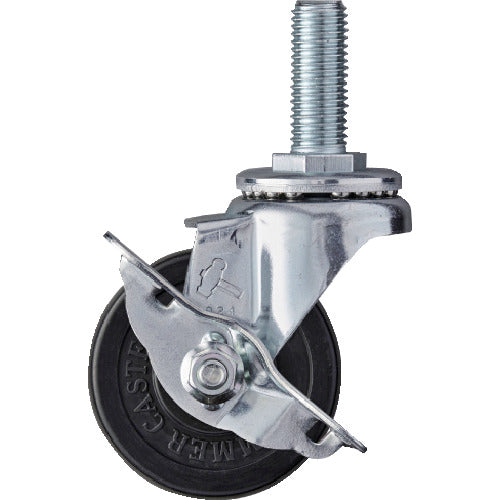 ハンマー　ねじ込み式　旋回式ゴム車輪　６５ｍｍ　ストッパー付　  413SA-R65  HAMMER CASTER