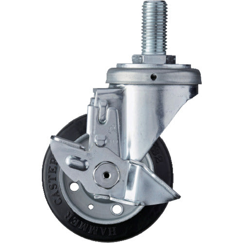 ハンマー　ねじ込み式　旋回式ゴム車輪（ローラーベアリング）１００ｍｍ　ストッパー付　  413SA-RB100  HAMMER CASTER