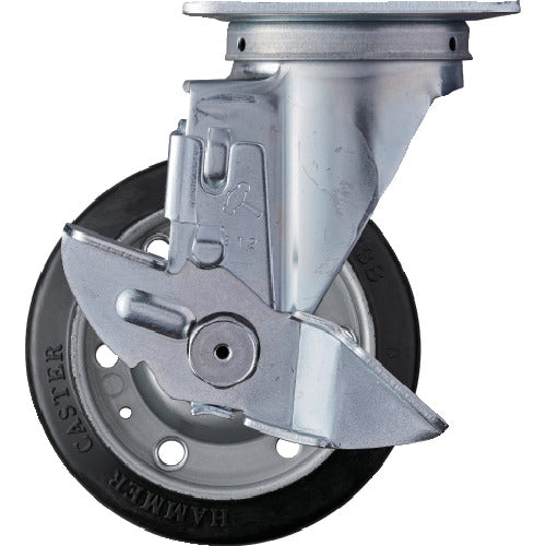 ハンマー　旋回式ゴム車輪　１２５ｍｍ　ストッパー付　  413S-R125  HAMMER CASTER